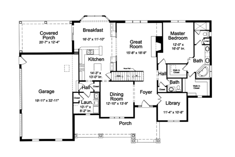 Dream House Plan - Floor Plan - Main Floor for European House Plan #46-472 - 4 bed, 2.5 bath