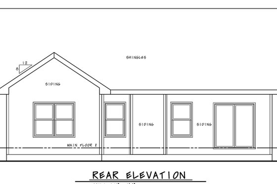Exterior - Rear Elevation for Craftsman House Plan #20-2390 - 2 bed, 2 bath