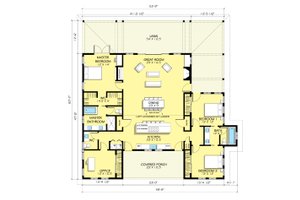 Modern Farmhouse style plan, main level floor plan