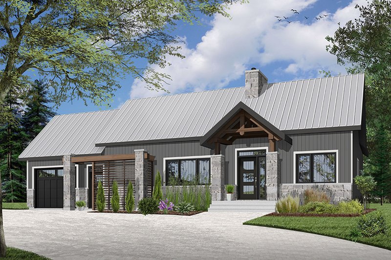 Dream House Plan - Exterior - Front Elevation 3 for Ranch House Plan #23-2637 - 2 bed, 1 bath