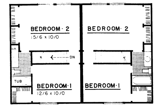 Floor Plan - Upper Floor for Traditional House Plan #303-217 - 2 bed, 1 bath