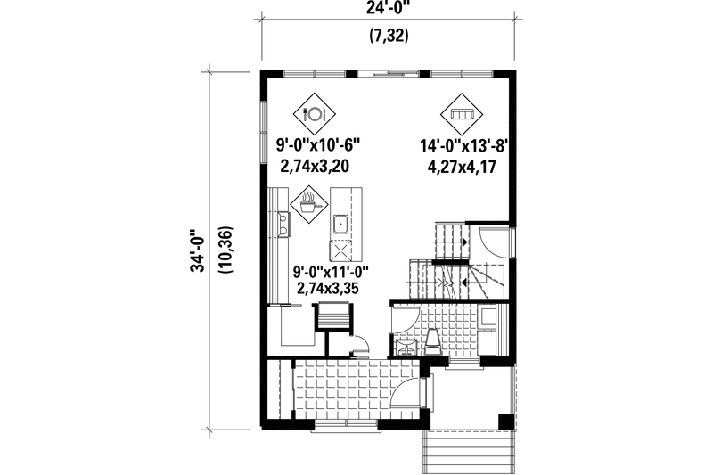 Dream House Plan - Floor Plan - Main Floor for Contemporary House Plan #25-4429 - 3 bed, 1 bath