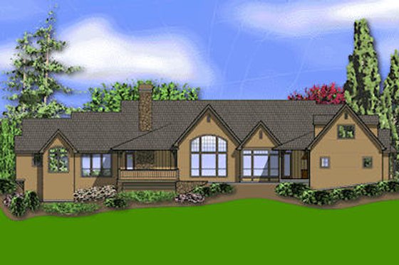 Exterior - Rear Elevation for European House Plan #48-430 - 3 bed, 2.5 bath