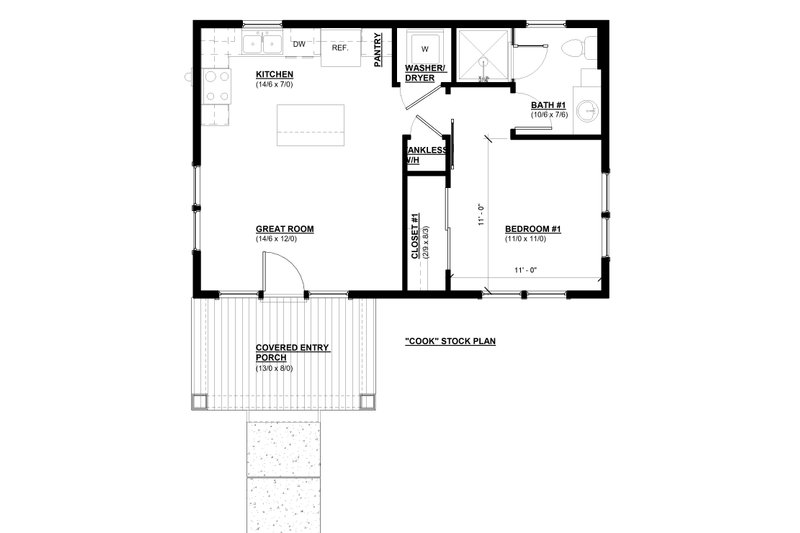 Home Plan - Floor Plan - Main Floor for Craftsman House Plan #895-151 - 1 bed, 1 bath