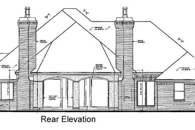 Home Plan - Exterior - Rear Elevation for European House Plan #310-374 - 3 bed, 2.5 bath
