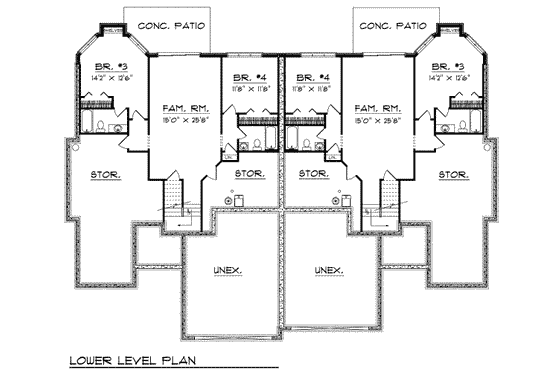 Floor Plan - Lower Floor for Traditional House Plan #70-749 - 4 bed, 4 bath