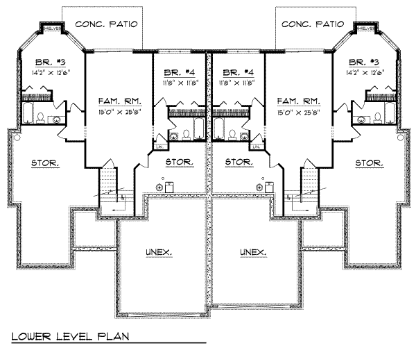 House Blueprint - Traditional Floor Plan - Lower Floor Plan #70-749