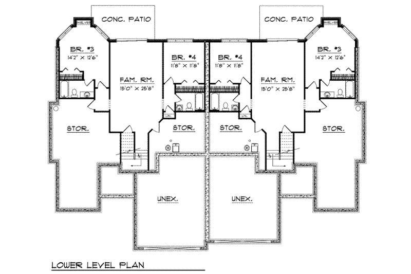 Home Plan - Floor Plan - Lower Floor for Traditional House Plan #70-749 - 4 bed, 4 bath