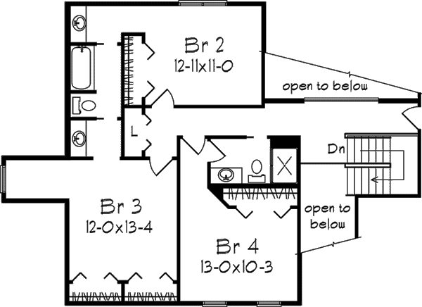 Architectural House Design - Traditional Floor Plan - Upper Floor Plan #57-122