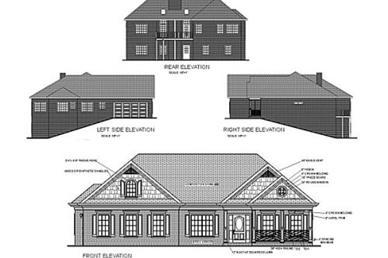 Exterior - Rear Elevation for Ranch House Plan #56-141 - 3 bed, 2 bath