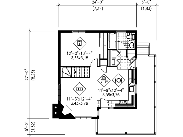 Architectural House Design - Cottage Floor Plan - Main Floor Plan #25-4190