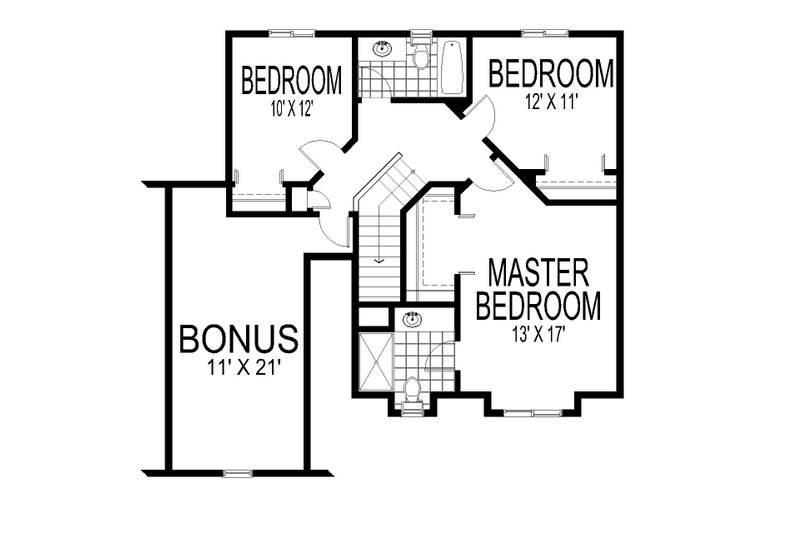 House Blueprint - Floor Plan - Upper Floor for Farmhouse House Plan #112-277 - 4 bed, 2.5 bath