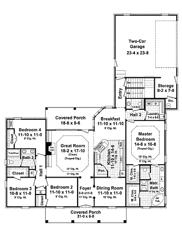 Southern Floor Plan - Main Floor Plan #21-305
