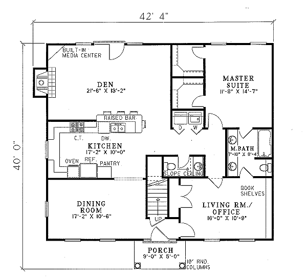 Architectural House Design - Colonial Floor Plan - Main Floor Plan #17-231
