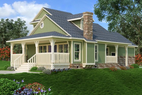 Exterior - Rear Elevation for Craftsman House Plan #45-592 - 2 bed, 3 bath