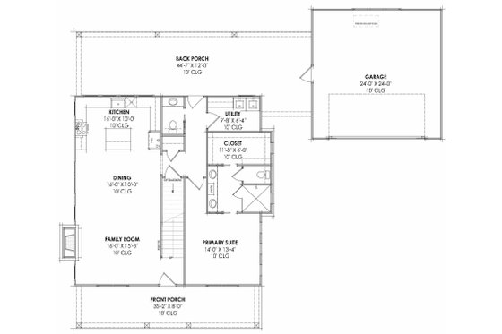 Floor Plan - Main Floor for Farmhouse House Plan #1096-159 - 3 bed, 2.5 bath