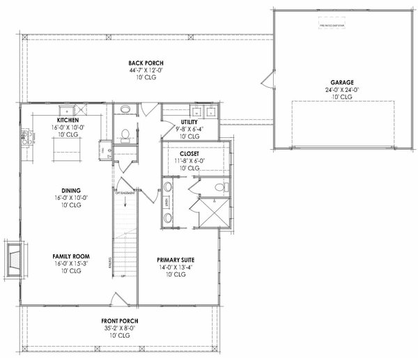 Architectural House Design - Farmhouse Floor Plan - Main Floor Plan #1096-159