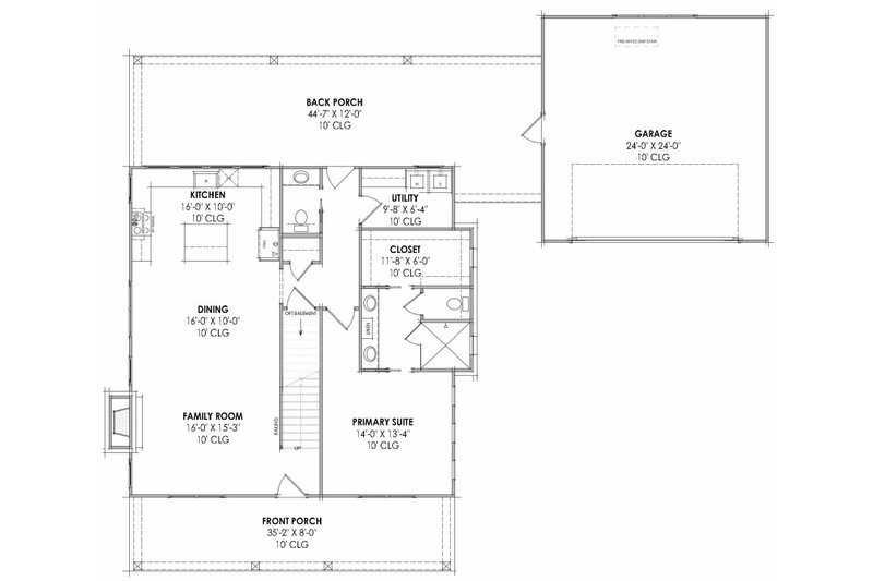 Architectural House Design - Floor Plan - Main Floor for Farmhouse House Plan #1096-159 - 3 bed, 2.5 bath