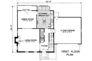 Floor Plan - Main Floor for Colonial House Plan #322-114 - 3 bed, 2.5 bath