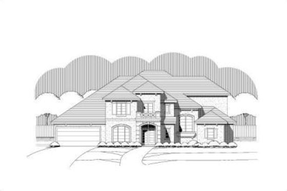 Exterior - Front Elevation for Mediterranean House Plan #411-229 - 4 bed, 3 bath