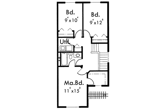 Floor Plan - Upper Floor for Traditional House Plan #303-409 - 3 bed, 2 bath