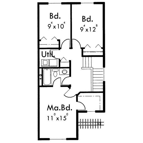 Traditional Floor Plan - Upper Floor Plan #303-409