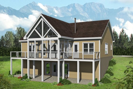 Exterior - Rear Elevation for Country House Plan #932-55 - 2 bed, 2 bath