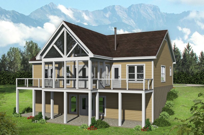 House Blueprint - Exterior - Rear Elevation for Country House Plan #932-55 - 2 bed, 2 bath