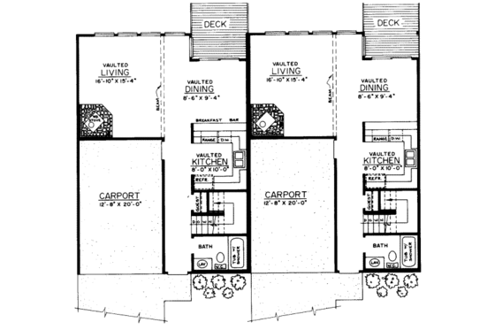Floor Plan - Main Floor for Modern House Plan #303-304 - 3 bed, 2 bath