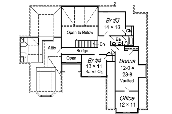 Floor Plan - Upper Floor for European House Plan #329-299 - 4 bed, 3.5 bath