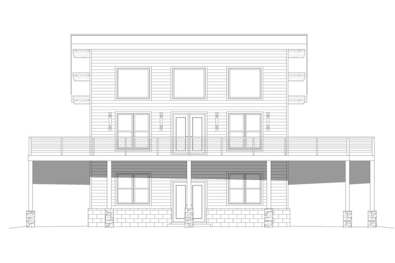 House Blueprint - Exterior - Front Elevation 3 for Beach House Plan #932-799 - 4 bed, 2 bath