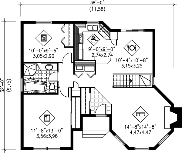 Cottage Floor Plan - Main Floor Plan #25-1028