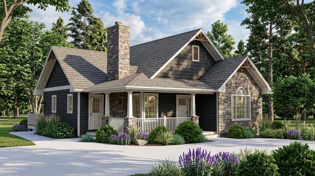 Exterior - Front Elevation 2 for Craftsman House Plan #1064-45 - 2 bed, 1.5 bath