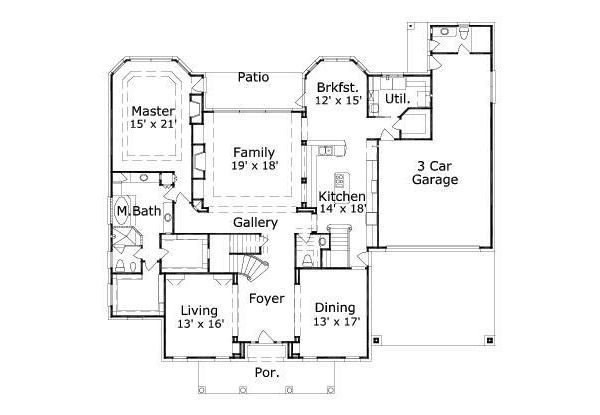 Colonial Floor Plan - Main Floor Plan #411-769