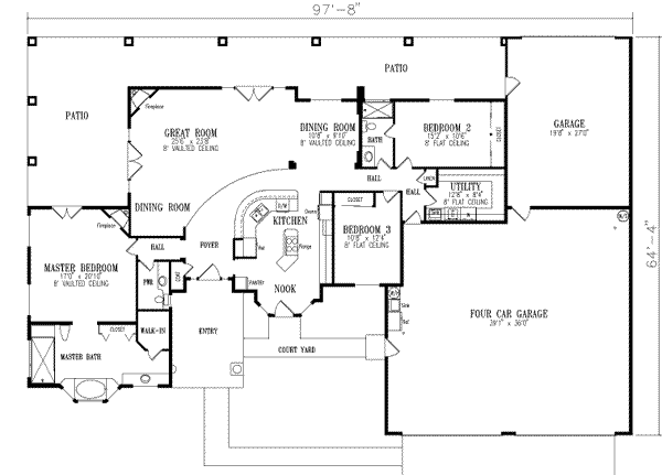 Ranch Floor Plan - Main Floor Plan #1-552