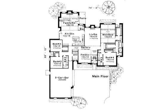 Floor Plan - Main Floor for Traditional House Plan #310-173 - 4 bed, 3 bath