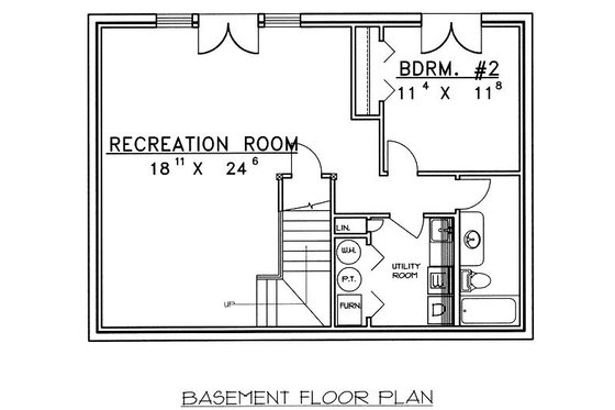Floor Plan - Lower Floor for Traditional House Plan #117-544 - 2 bed, 2.5 bath