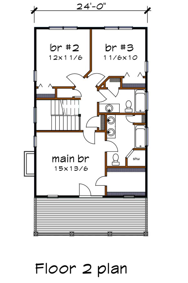 Home Plan - Southern Floor Plan - Upper Floor Plan #79-229