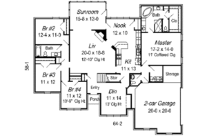 Floor Plan - Main Floor for European House Plan #329-275 - 5 bed, 3.5 bath