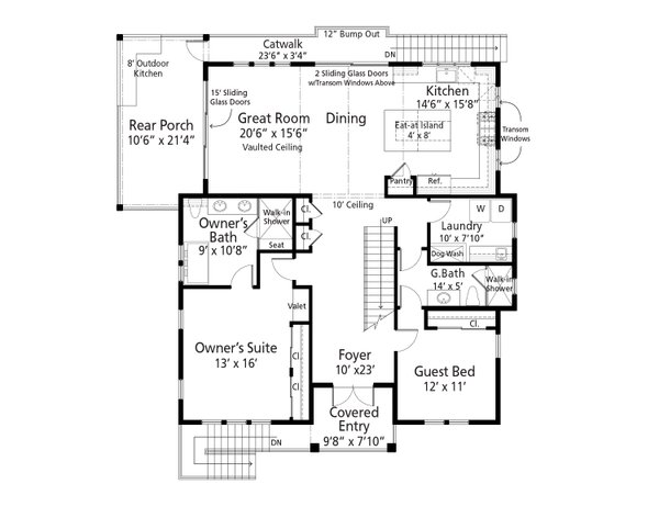 Cottage Floor Plan - Main Floor Plan #938-155