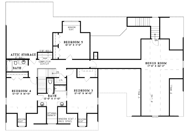 Farmhouse Floor Plan - Upper Floor Plan #17-403