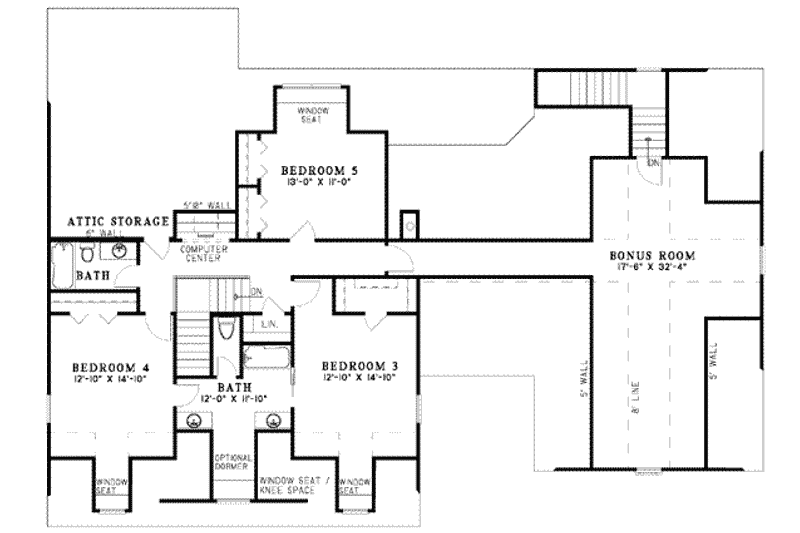 Dream House Plan - Floor Plan - Upper Floor for Farmhouse House Plan #17-403 - 5 bed, 4.5 bath