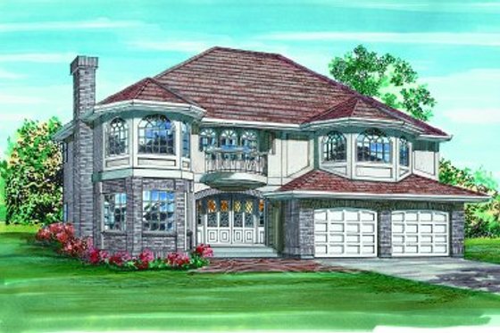 Exterior - Front Elevation for European House Plan #47-587 - 3 bed, 2 bath