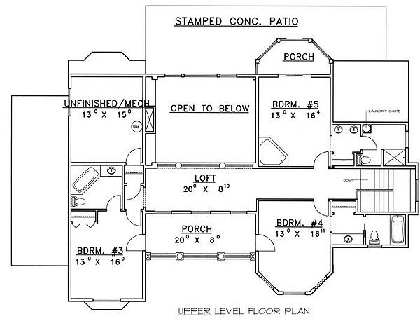 Home Plan - Floor Plan - Upper Floor for European House Plan #117-537 - 6 bed, 6.5 bath