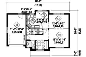 Floor Plan - Main Floor for Traditional House Plan #25-4783 - 3 bed, 1 bath