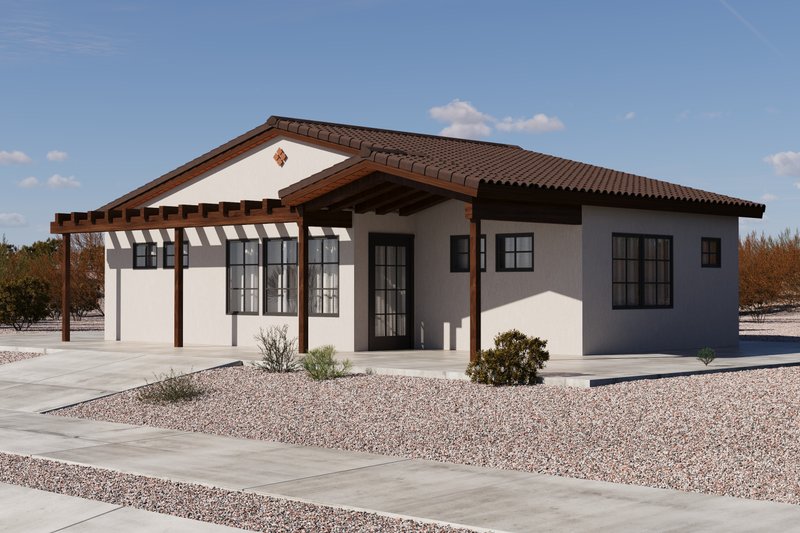 Adobe / Southwestern Style House Plan - 2 Beds 2 Baths 749 Sq/Ft Plan #1106-138 Exterior