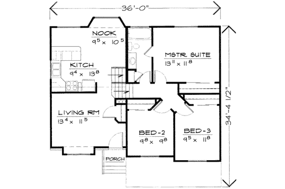 Floor Plan - Main Floor for Traditional House Plan #308-130 - 4 bed, 2 bath