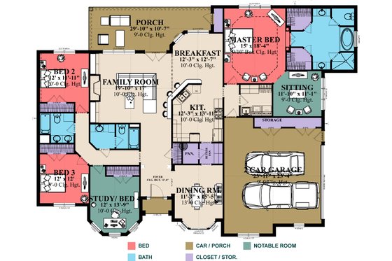 Floor Plan - Main Floor for Traditional House Plan #63-234 - 4 bed, 3 bath