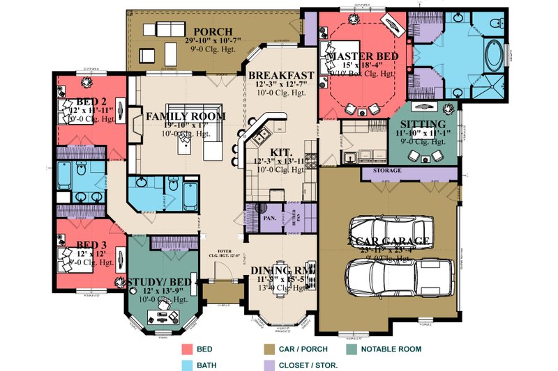 Dream House Plan - Floor Plan - Main Floor for Traditional House Plan #63-234 - 4 bed, 3 bath