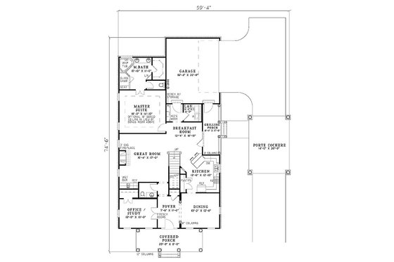Floor Plan - Main Floor for Country House Plan #17-2107 - 3 bed, 2.5 bath